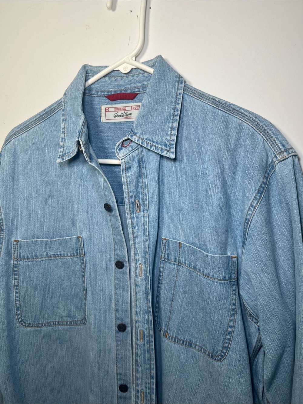 Levi Strauss Signature Light Wash Denim Button Down Shirt Size S - Picture 10 of 16